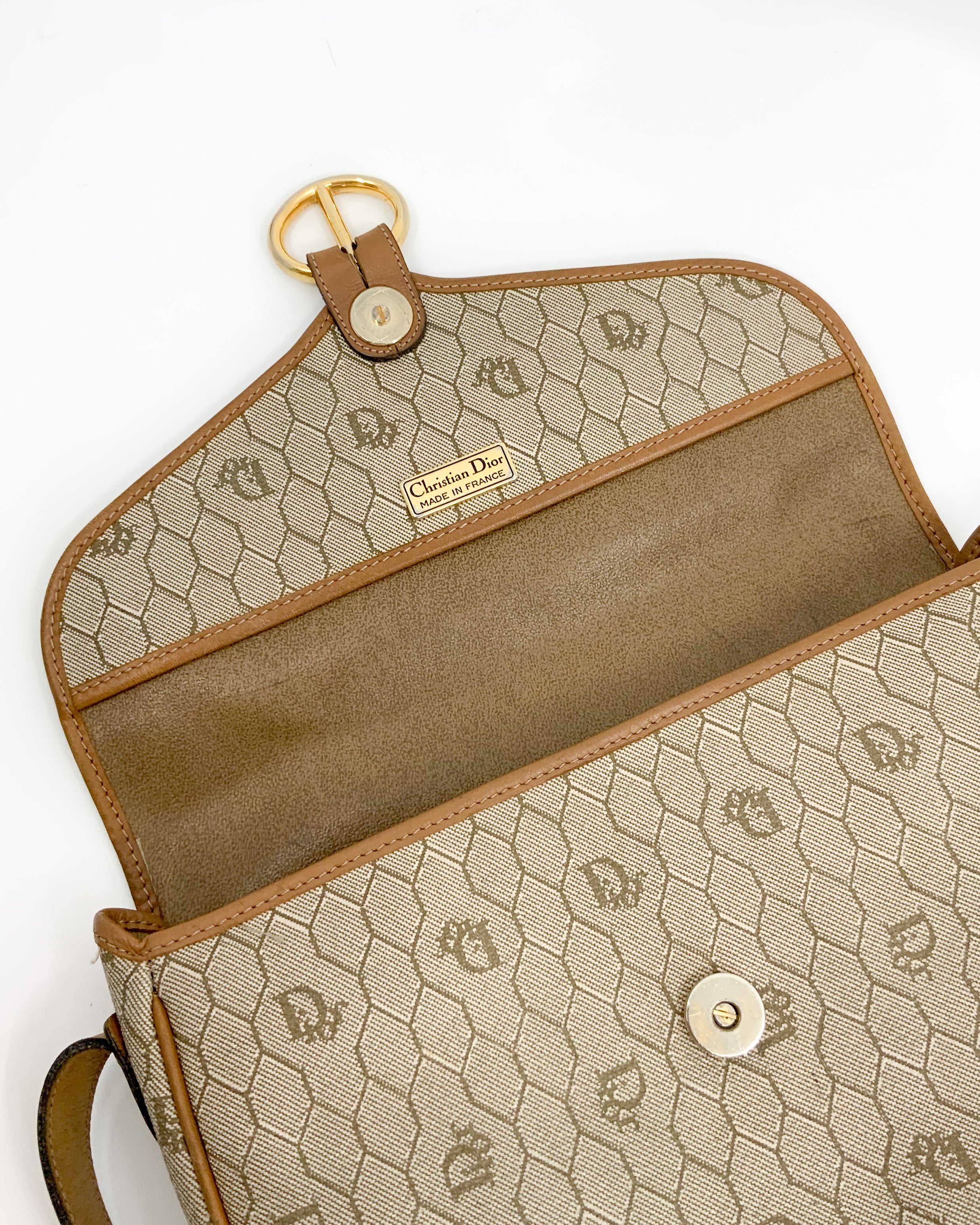 Vintage CHRISTIAN DIOR Honeycomb Coated Canvas Chain Shoulder Bag at  1stDibs